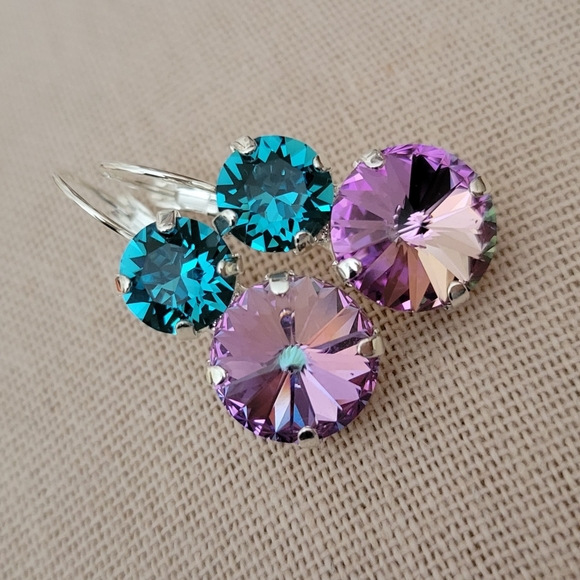 Austrian Crystal Earrings in Shiny Silver - Picture 11 of 11